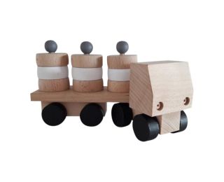 Vrachtwagentje met monochrome ronde blokjes