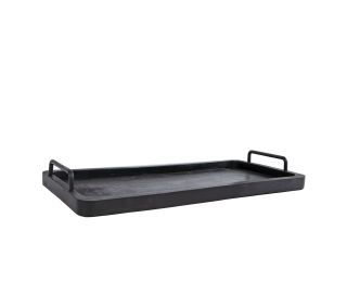 Dienblad met metalen handvat L zwart hout