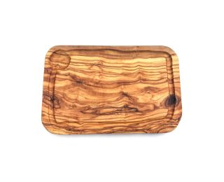 Steakplank met sapgleuf - 28/29 cm - vrije vorm - olijfhout