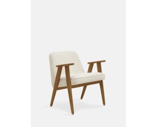 366 Fauteuil Boucle Cr&egrave;me Donker Hout