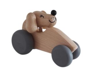 Hond in auto – grijze wielen