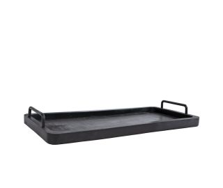 Dienblad met metalen handvat L zwart hout