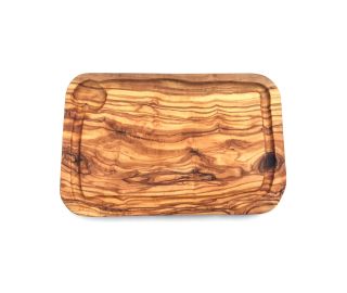 Steakplank met sapgleuf - 28/29 cm - vrije vorm - olijfhout